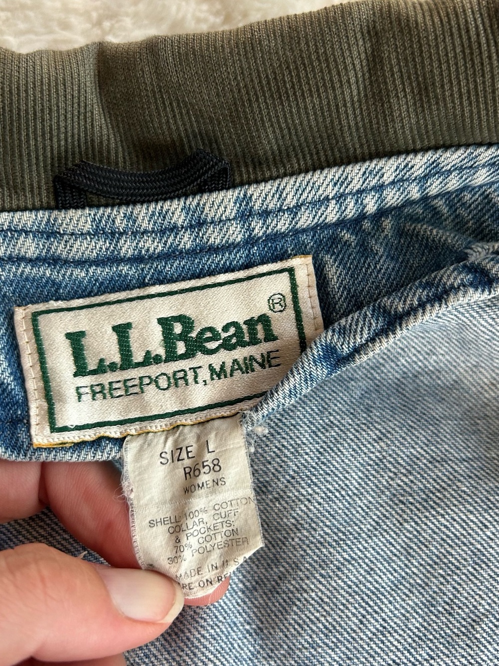 Made in USA LL Bean Vintage Chore Coat Barn Jacket Denim - Picture 6 of 13